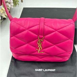 Women’s Saint Laurent Ysl Le 57 pink quilted hobo bag made in Italy